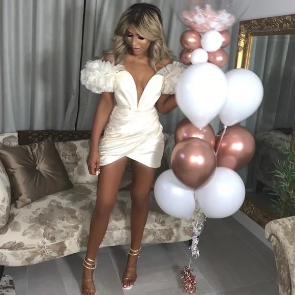 HOUSE OF CB 'Agatha' Ivory Organza Mini Dress NWOT - Picture 4 of 10